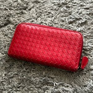 Bottega Veneta like Red Woven Leather wallet for women